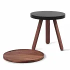 Table basse design avec plateau rond et pieds en bois massif - Salerno Viadurini