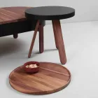 Table basse design avec plateau rond et pieds en bois massif - Salerno Viadurini