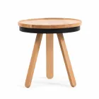 Table basse design avec plateau rond et pieds en bois massif - Salerno Viadurini