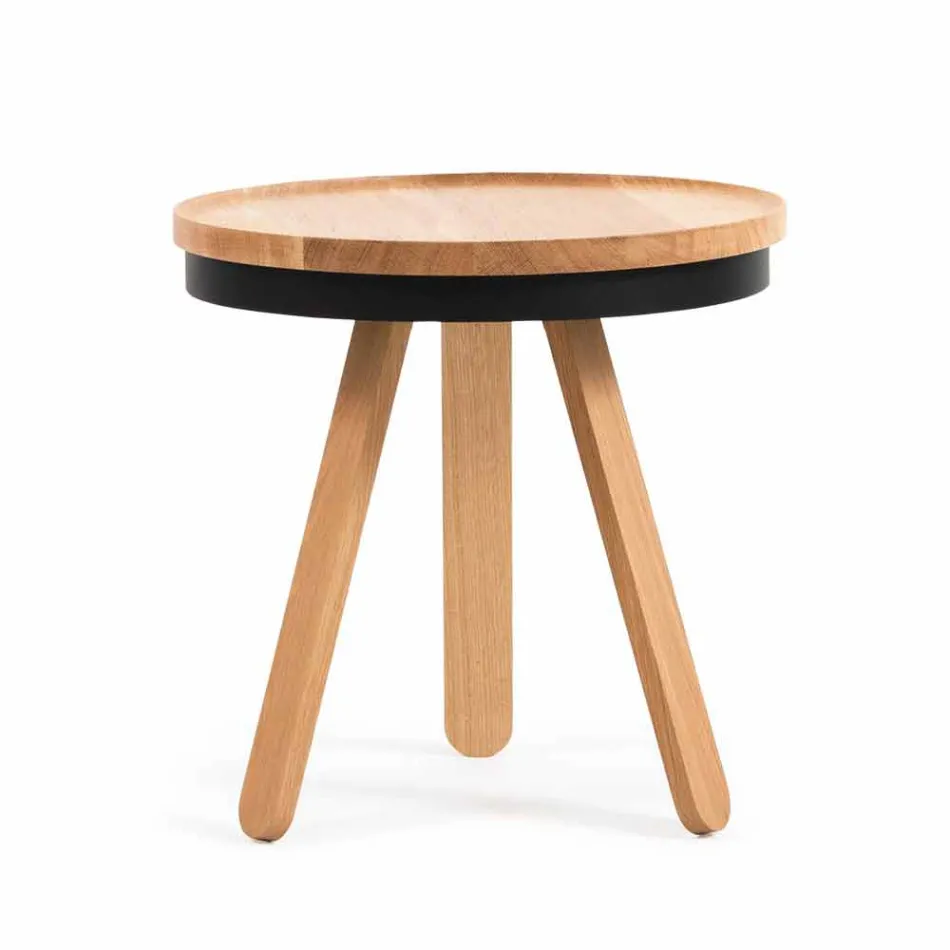 Table basse design avec plateau rond et pieds en bois massif - Salerno Viadurini