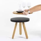 Table basse design avec plateau rond et pieds en bois massif - Salerno Viadurini