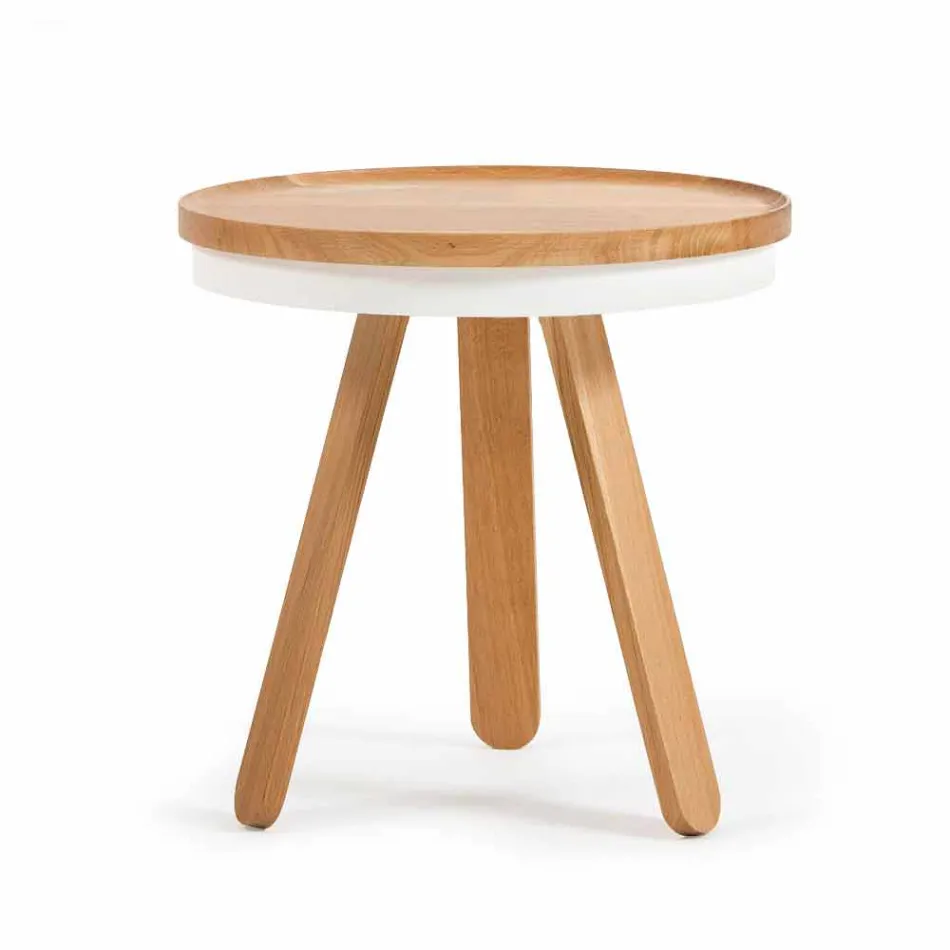 Table basse design avec plateau rond et pieds en bois massif - Salerno Viadurini