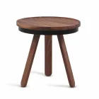 Table basse design avec plateau rond et pieds en bois massif - Salerno Viadurini