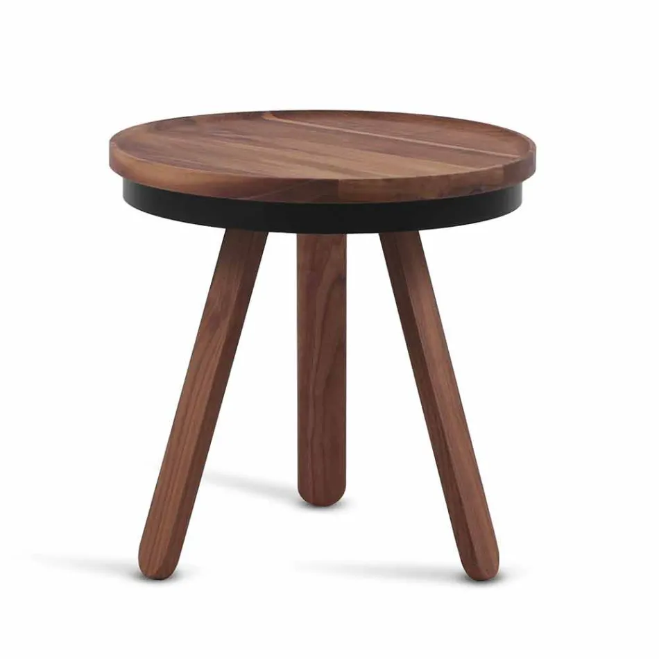 Table basse design avec plateau rond et pieds en bois massif - Salerno Viadurini