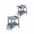 Table basse de salon design en bois laqué gris, 60x60 cm, Marcus