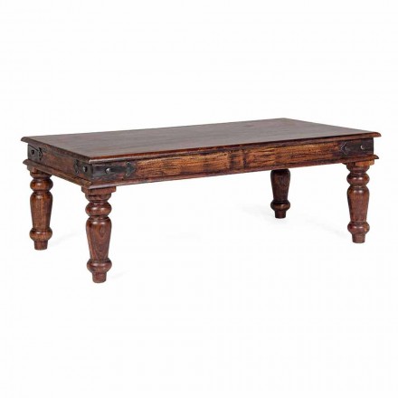 Table basse design classique en bois massif Homemotion - Benson Viadurini