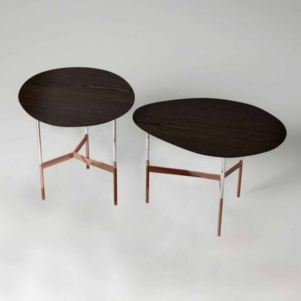 Table basse design avec plateau en bois Made in Italy - Cinci Viadurini