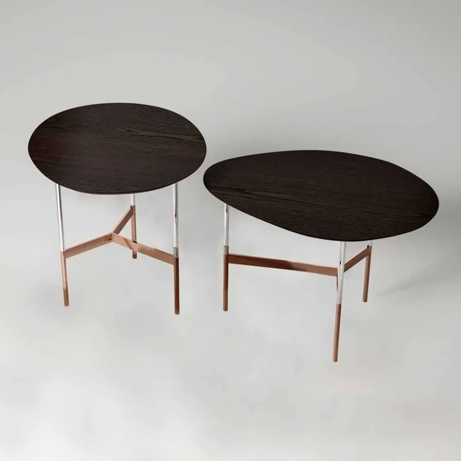 Table basse design avec plateau en bois Made in Italy - Cinci Viadurini