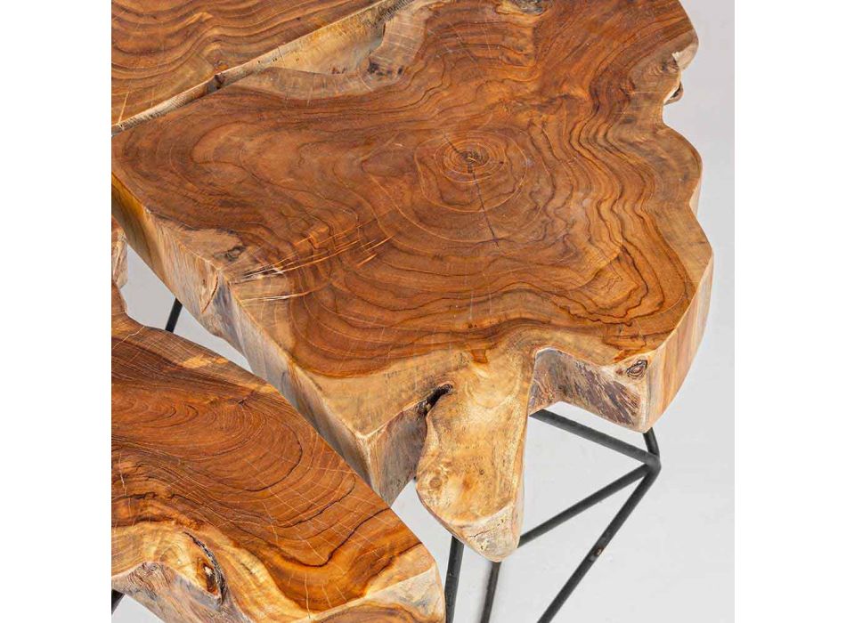 Table basse design Homemotion avec plateau en teck - Grillo Viadurini