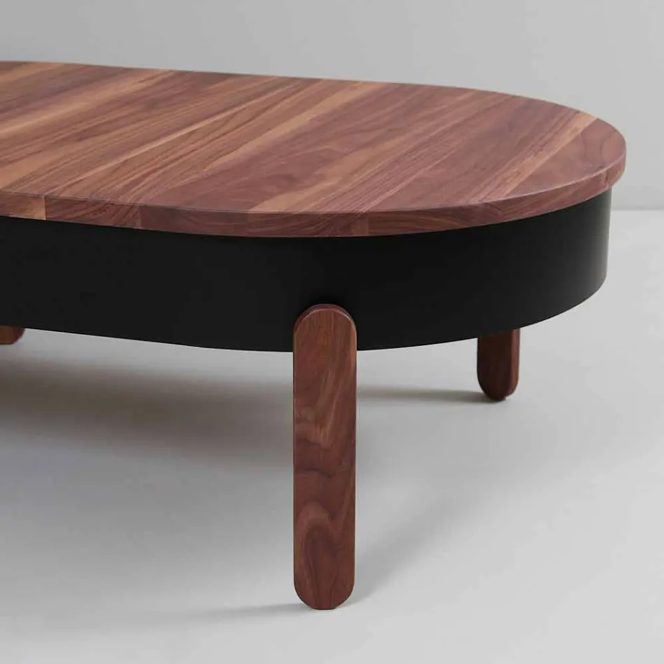 Table basse design en bois massif et métal laqué - Salerno Viadurini