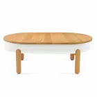 Table basse design en bois massif et métal laqué - Salerno Viadurini