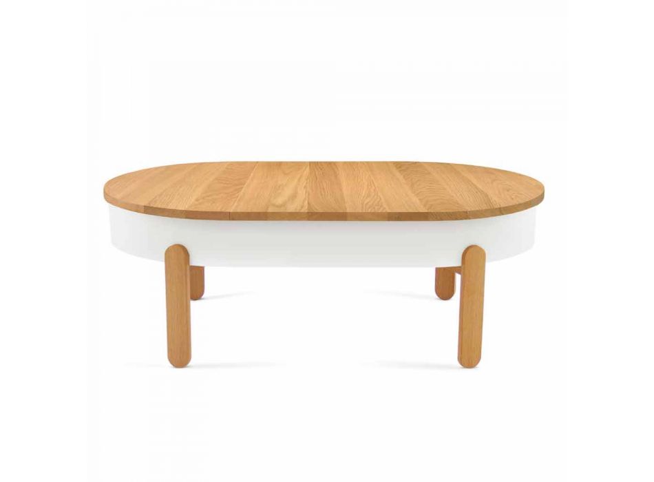 Table basse design en bois massif et métal laqué - Salerno Viadurini