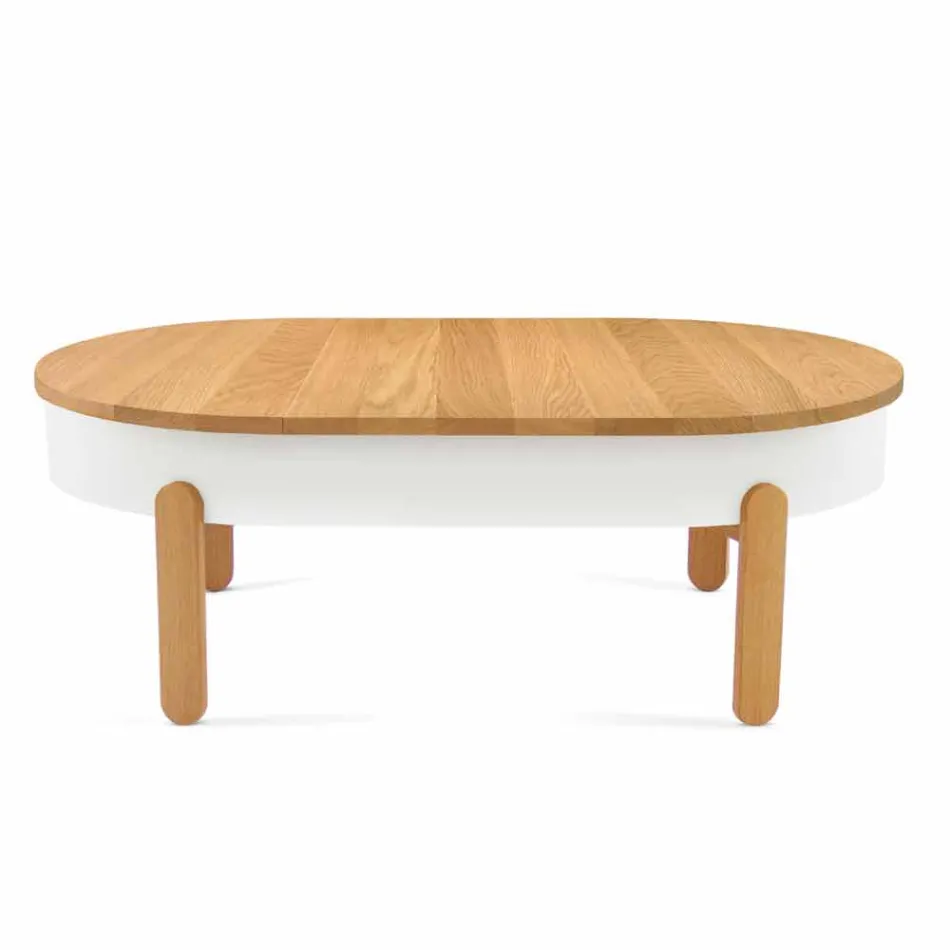Table basse design en bois massif et métal laqué - Salerno Viadurini