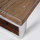 Table basse design en bois, verre et acier Homemotion - Frederic Viadurini