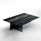 Table basse design en marbre avec base en verre Made in Italy - Molino Viadurini
