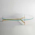 Table basse design en verre avec base en métal Made in Italy - Cinci Viadurini