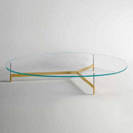 Table basse design en verre avec base en métal Made in Italy - Cinci Viadurini