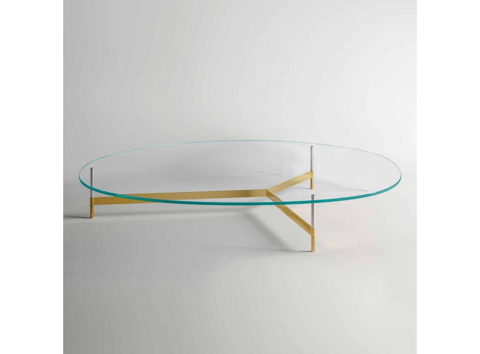 Table basse design en verre avec base en métal Made in Italy - Cinci Viadurini