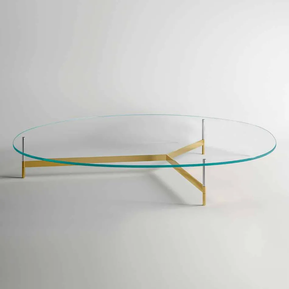 Table basse design en verre avec base en métal Made in Italy - Cinci Viadurini