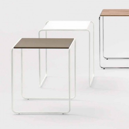 Table basse design moderne en métal et mélamine - Taddeo Viadurini