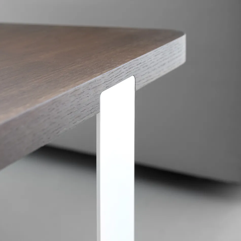 Table Basse de Luxe en Métal Coloré et Plateau en Bois - Anacleto Viadurini
