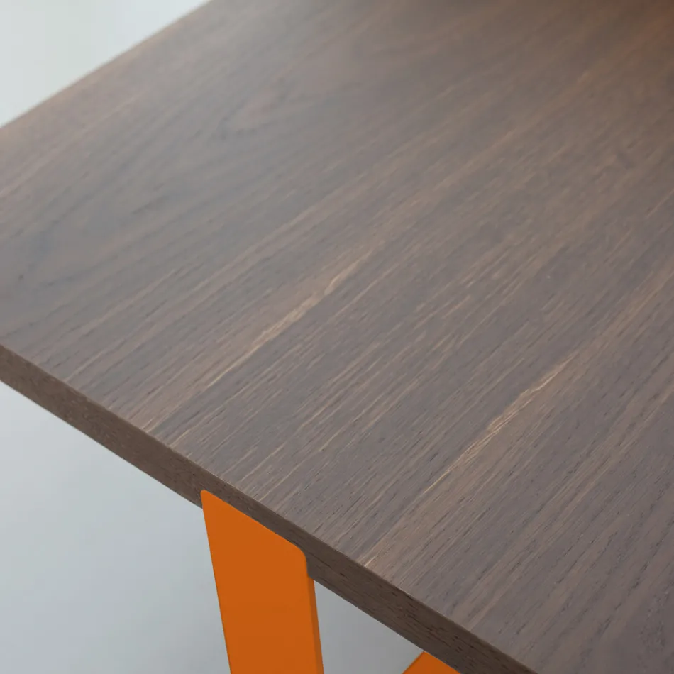 Table Basse de Luxe en Métal Coloré et Plateau en Bois - Anacleto Viadurini