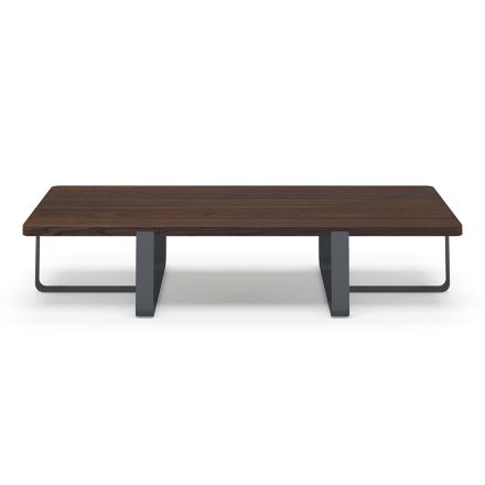 Table Basse de Luxe en Métal Coloré et Plateau en Bois - Anacleto Viadurini