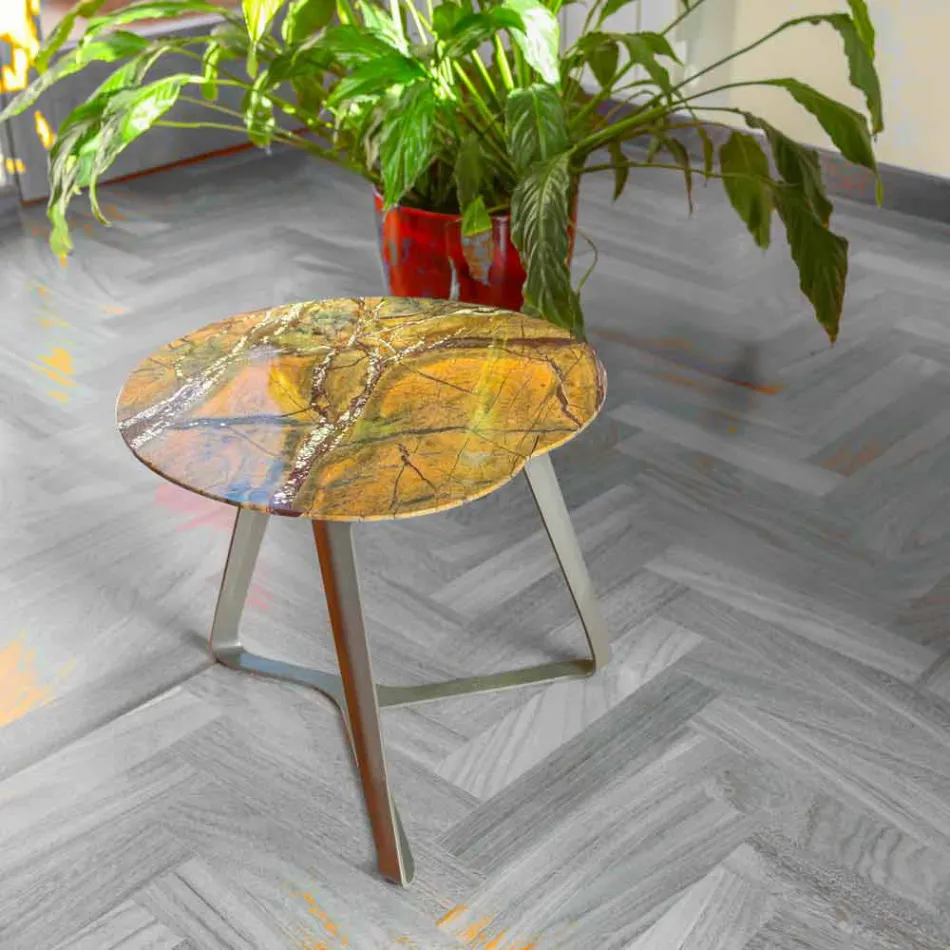 Table basse faite à la main en marbre et acier Made in Italy - Prince Viadurini