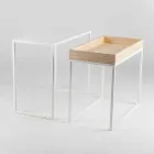 Table basse en acier avec plateau en frêne Made in Italy - Dentelle Viadurini
