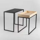 Table basse en acier avec plateau en frêne Made in Italy - Dentelle Viadurini