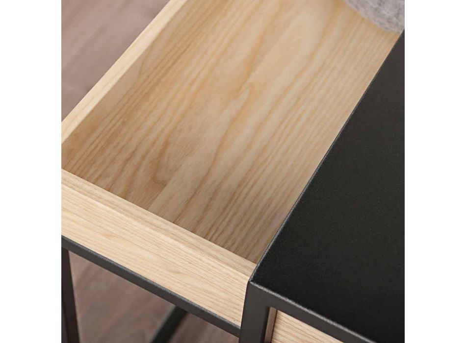 Table basse en acier avec plateau en frêne Made in Italy - Dentelle Viadurini