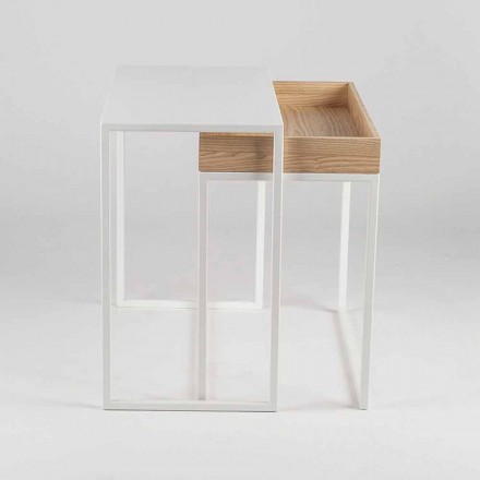 Table basse en acier avec plateau en frêne Made in Italy - Dentelle Viadurini