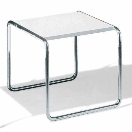 Table basse en acier chromé avec plateau stratifié Made in Italy - Ariete Viadurini