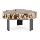 Table basse en acier et bois d'acacia naturel Homemotion - Camala Viadurini