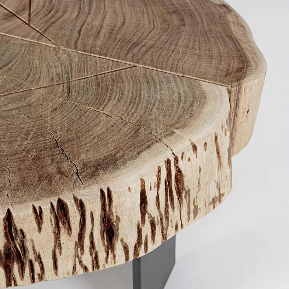 Table basse en acier et bois d'acacia naturel Homemotion - Camala Viadurini