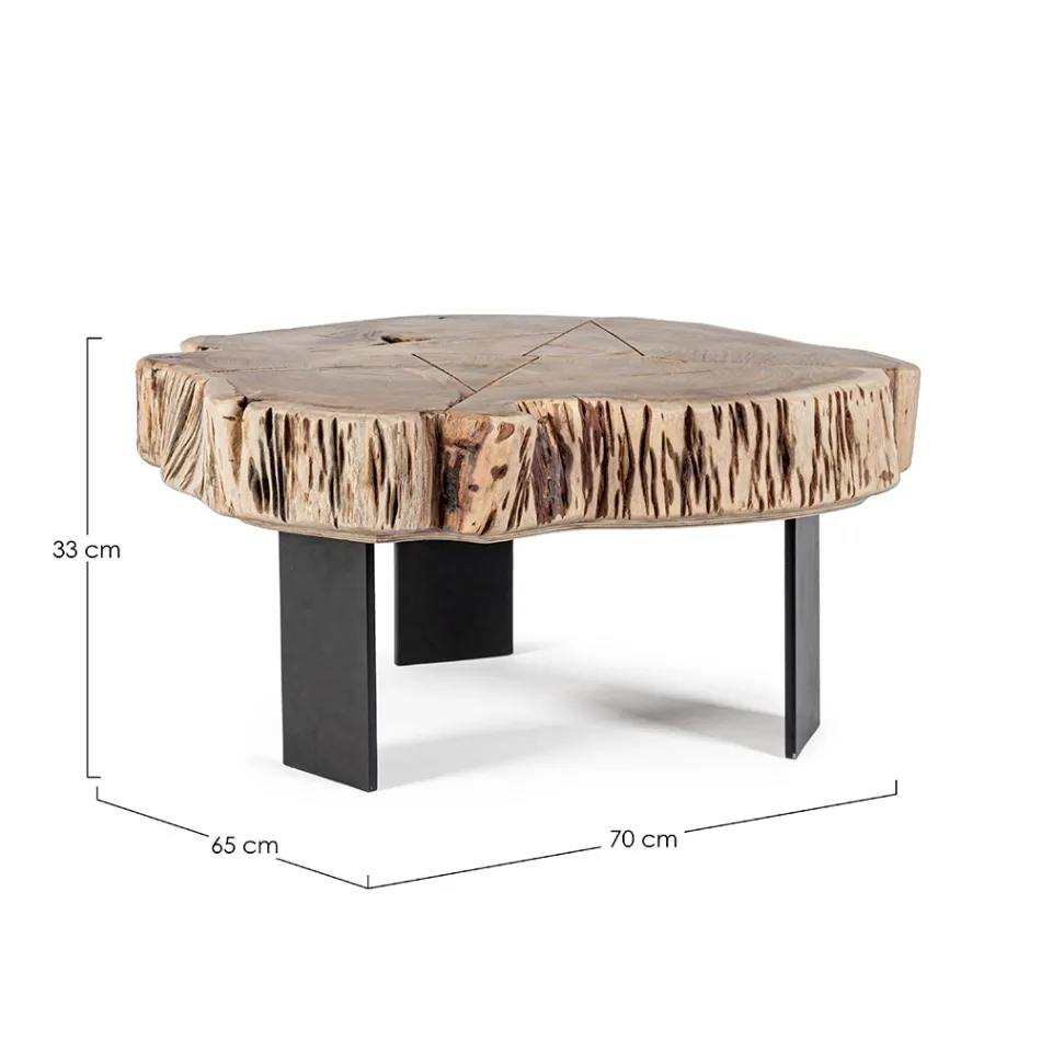 Table basse en acier et bois d'acacia naturel Homemotion - Camala Viadurini