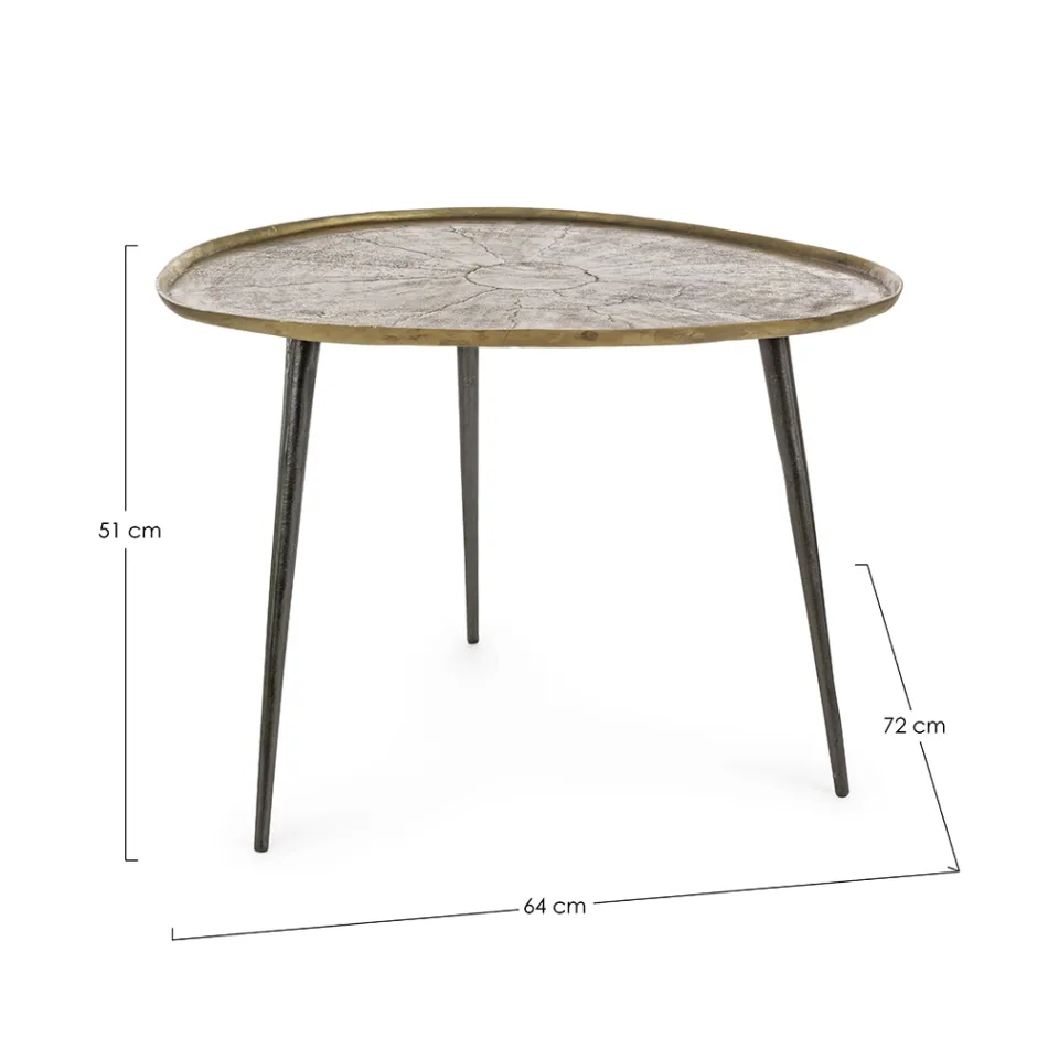 Table basse Homemotion en aluminium antique et plaqué - Giacinta Viadurini