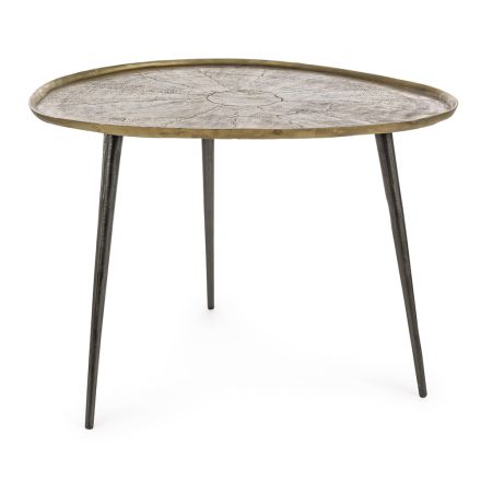 Table basse Homemotion en aluminium antique et plaqué - Giacinta Viadurini