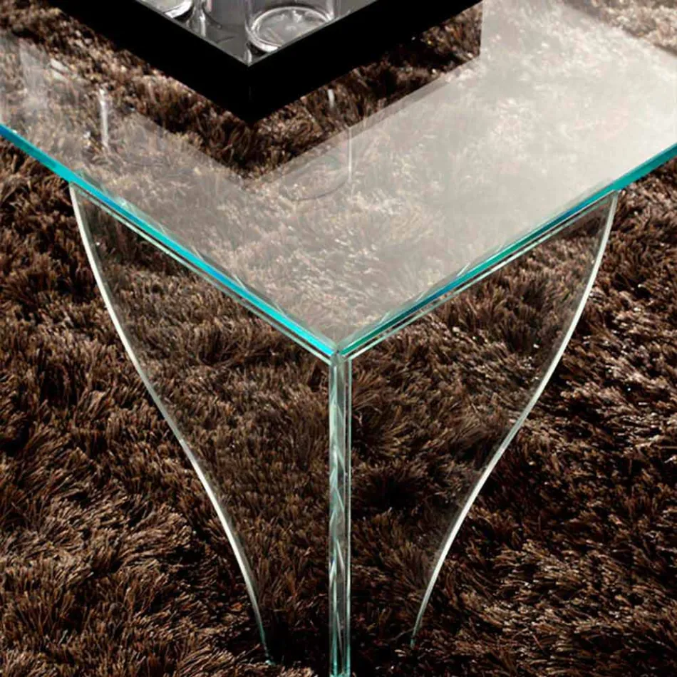Table basse en cristal transparent extra-clair Made in Italy - Lithium Viadurini