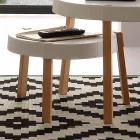 Table basse en bois de hêtre avec plateau en polypropylène Pineto blanc Viadurini