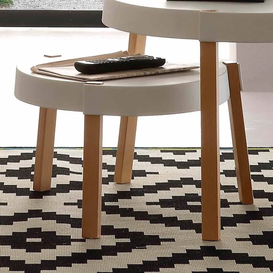 Table basse en bois de hêtre avec plateau en polypropylène Pineto blanc Viadurini