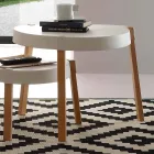 Table basse en bois de hêtre avec plateau en polypropylène Pineto blanc Viadurini