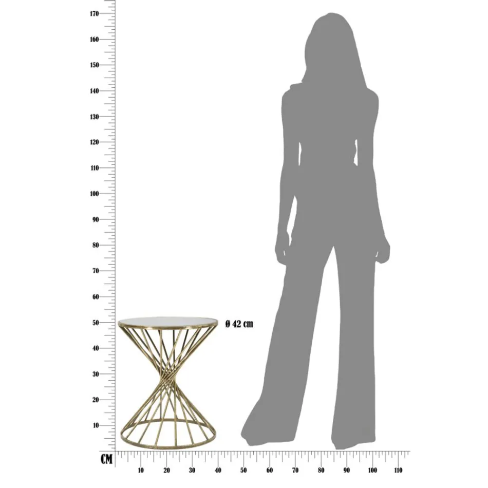 Table Basse en Fer Doré avec Plateau Miroir - Abricot Viadurini