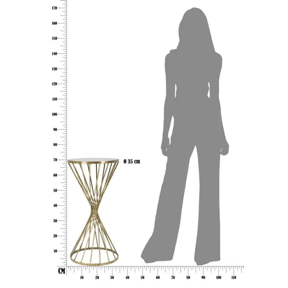 Table Basse en Fer Doré avec Plateau Miroir - Abricot Viadurini