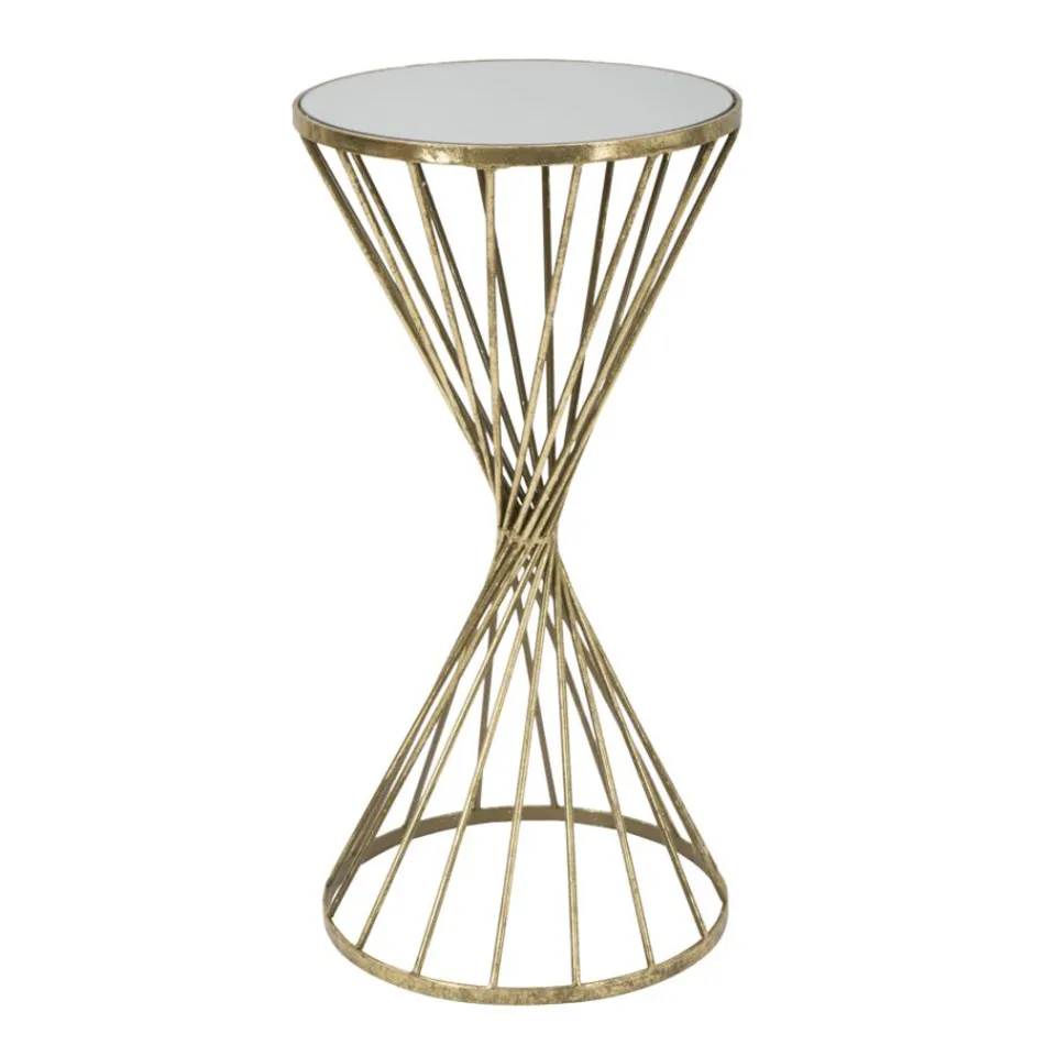 Table Basse en Fer Doré avec Plateau Miroir - Abricot Viadurini