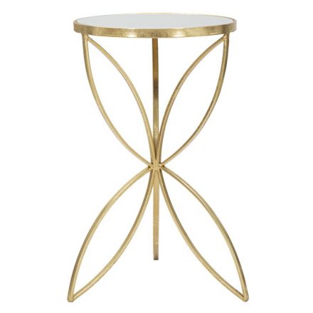 Table basse en fer doré avec plateau rond en miroir - Umari Viadurini