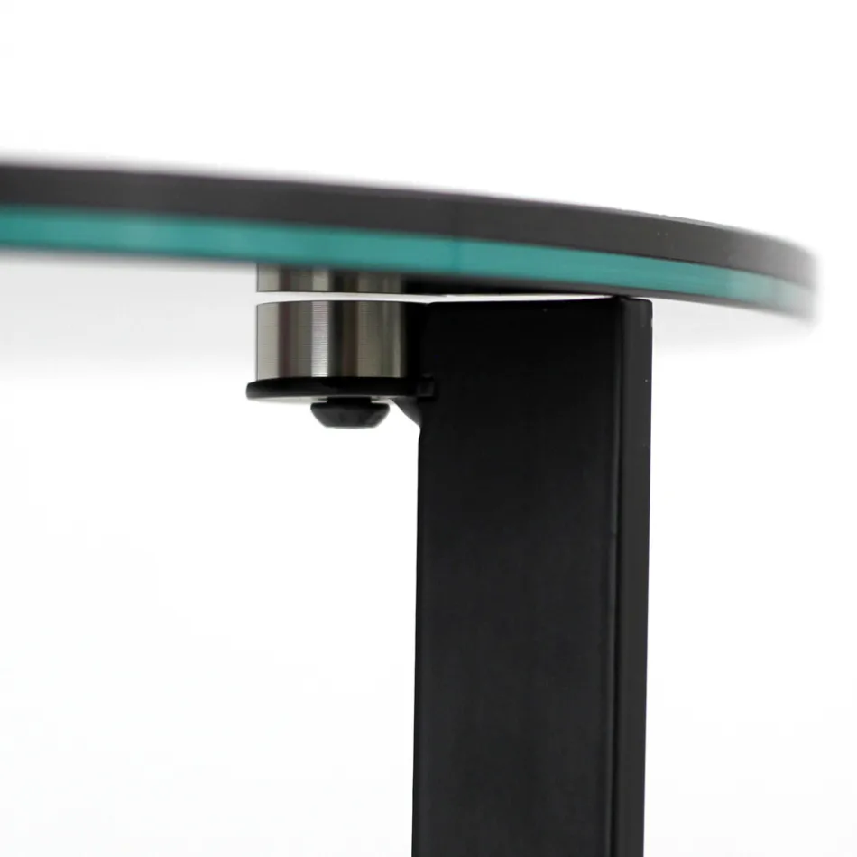 Table basse en grès avec base en acier Made in Italy - Aspira Viadurini