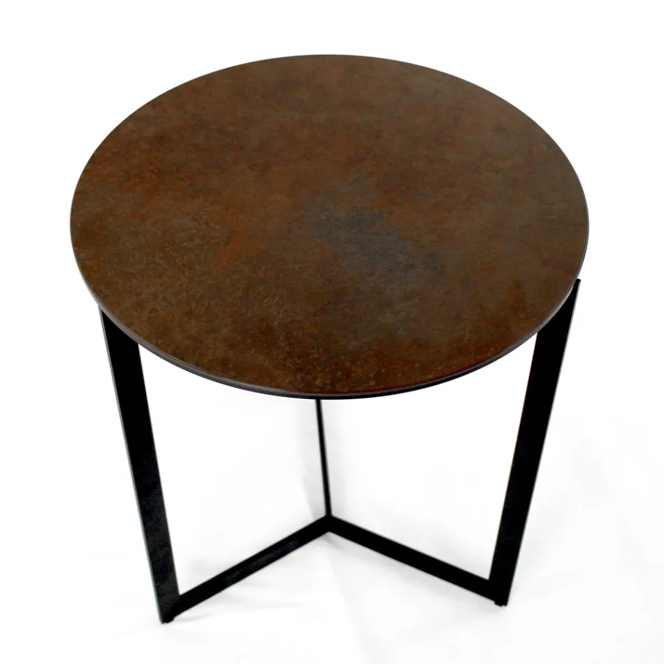 Table basse en grès avec base en acier Made in Italy - Aspira Viadurini