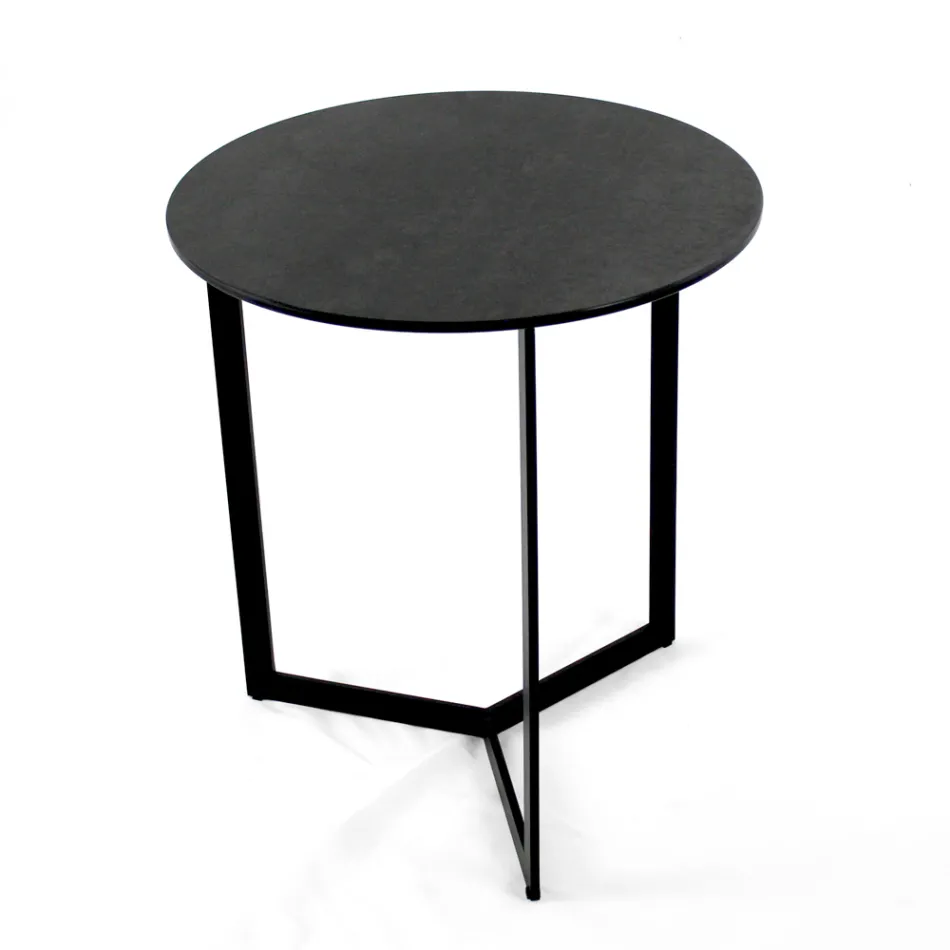 Table basse en grès avec base en acier Made in Italy - Aspira Viadurini