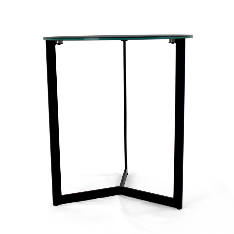 Table basse en grès avec base en acier Made in Italy - Aspira Viadurini